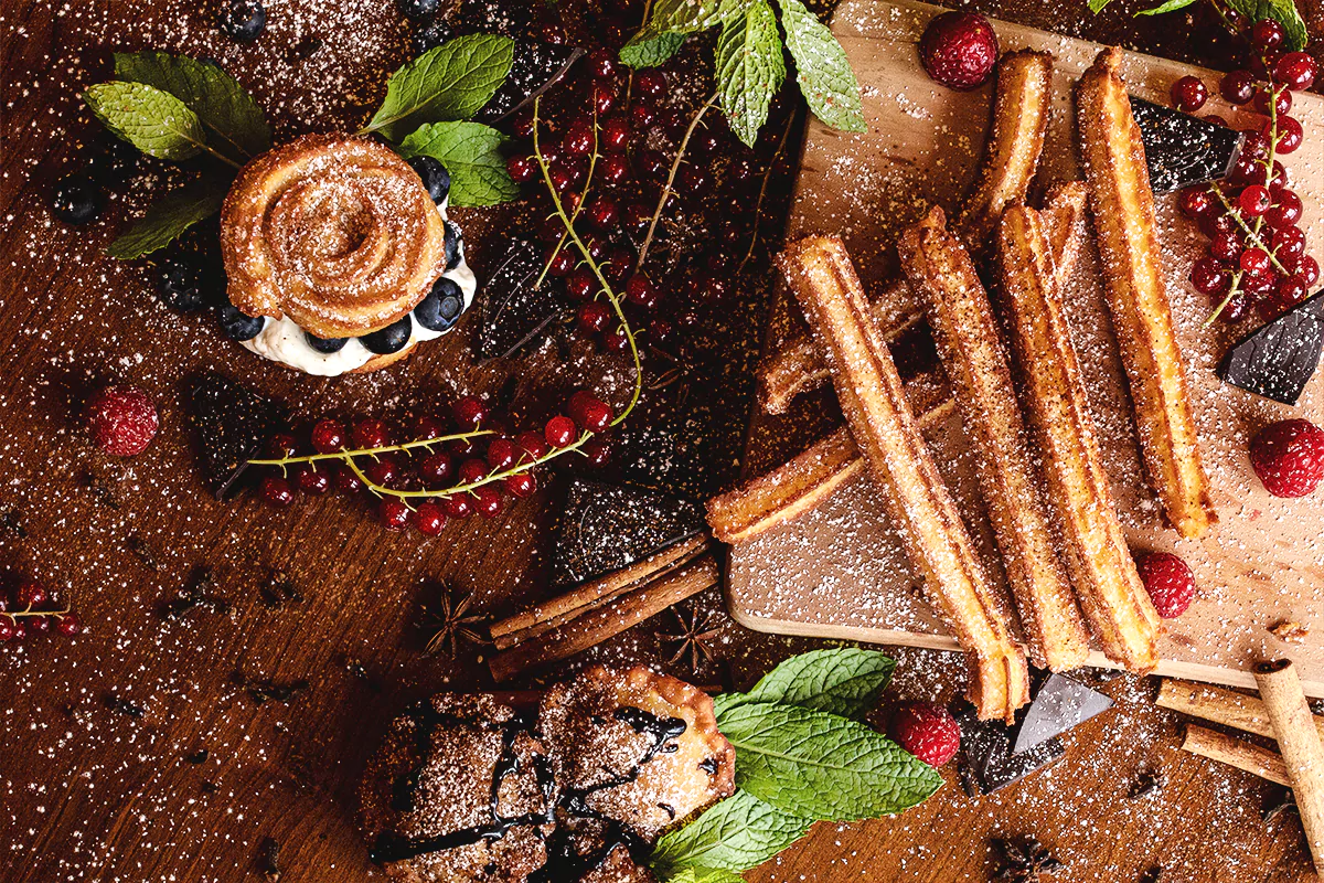 Zdjęcia menu - zdjęcia flat lay churros