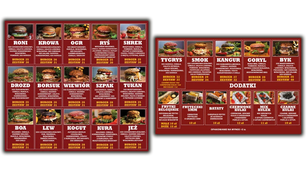 Grafika Reklamowa - Projekt Menu na Ścianę
